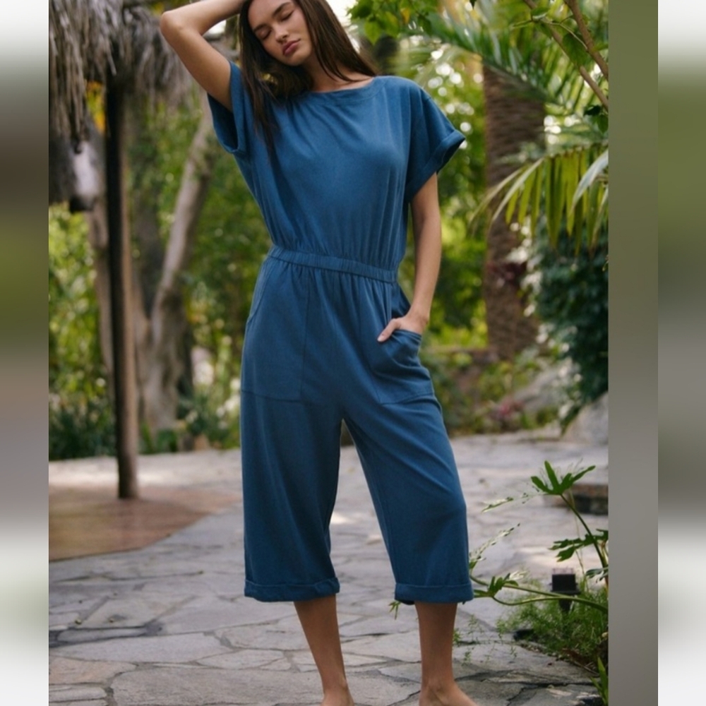 Nwt Free People  Frankie One-Piece Jumpsuit in Deep Blue Sea Size Small